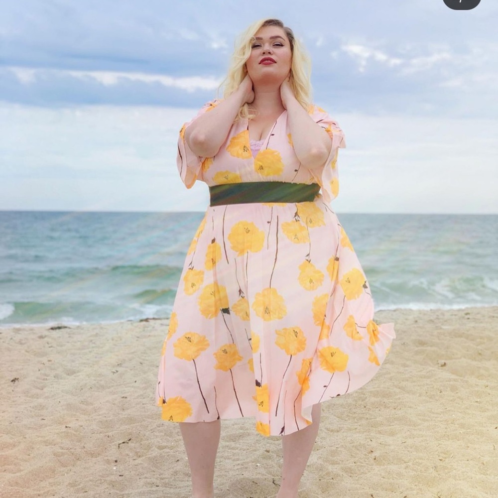 ASOS Curve - Pink Dress with Yellow Flowers - 16